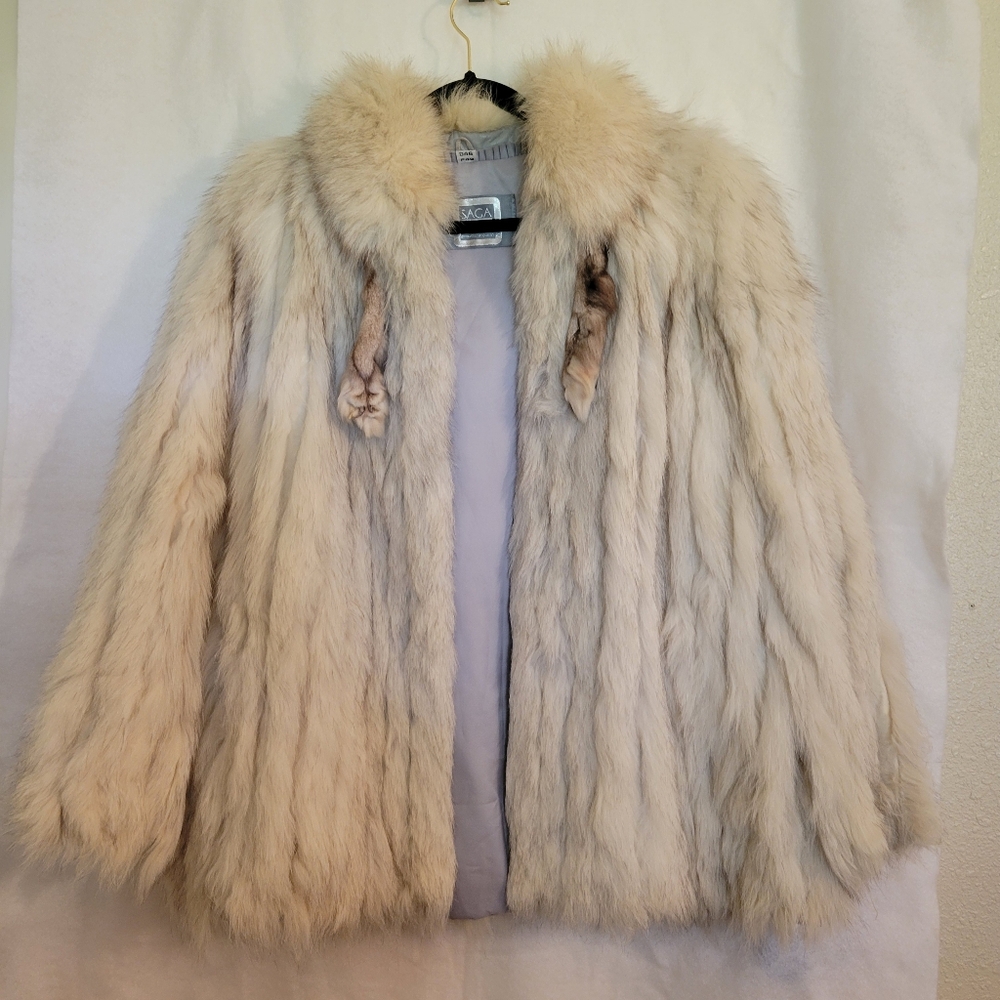 Vintage Saga Fox Fur Jacket, White, Excellent Condition